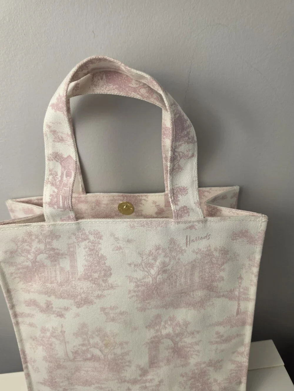 HARRODS Small Toile Shopper Bag NWT